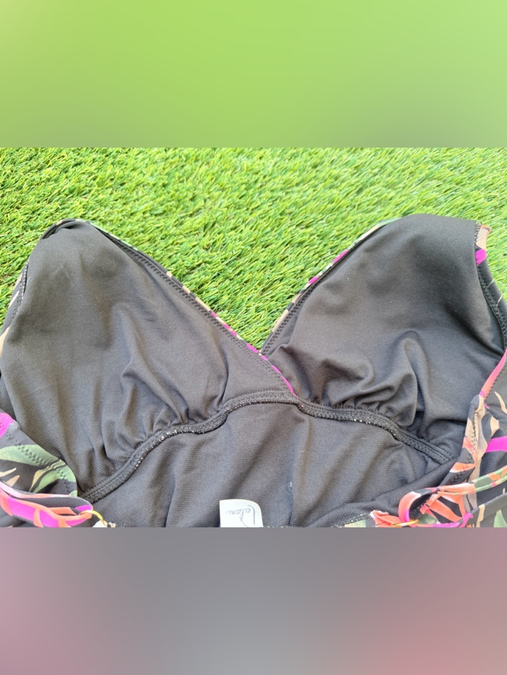 Leilani Maui Tropical Leaf V-Neck Modest Coverage One-Piece Swimsuit - 12 - Picture 6 of 7